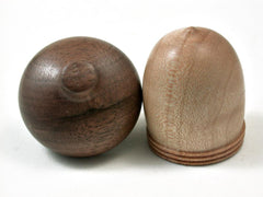 LV-2830 Maple & Walnut Acorn Ring Box, Pill Box-SCREW CAP