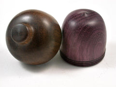 LV-2980  Purpleheart & Greenheart Acorn Pill Box, Engagement Ring Box-SCREW CAP