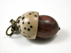 LV-3069 Cocobolo & Raffia Nut Acorn Box, Pill Holder, Compartment Pendant-SCREW CAP