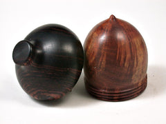 LV-2757 Logwood Burl & Cocobolo Acorn Jewelry Box, Pill Box, Trinket Box-SCREW CAP