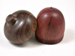 LV-3032 African Padauk & Tamboti Acorn Pill Box, Jewelry, Engagement Ring Box-SCREW CAP
