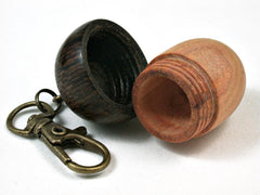 LV-2716 Pink Ivory & Black Palm Acorn Pendant Box, Pill Fob, Secret Compartment-SCREW CAP