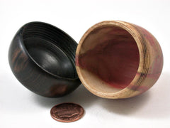 LV-3016 Flamed Box Elder & Mun Ebony Acorn Pill Holder, Ring Box, -SCREW CAP