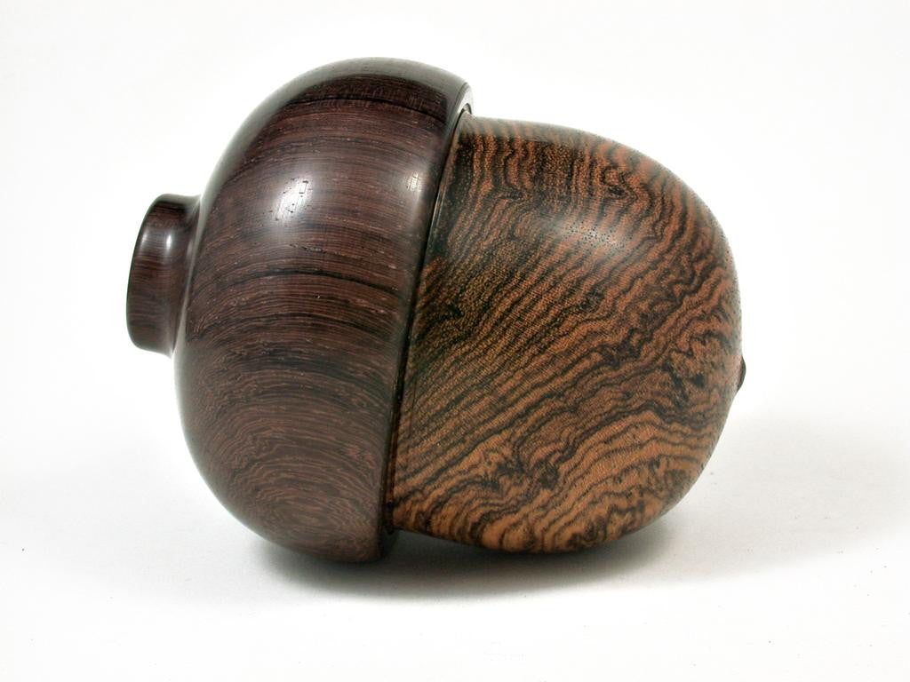 LV-2886 Bocote & Burmese Blackwood Acorn Jewelry Box, Pill Box, Trinket Box-SCREW CAP