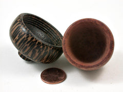 LV-2992 Redwood Burl & Black Palm Acorn Pill Box, Engagement Ring Box-SCREW CAP