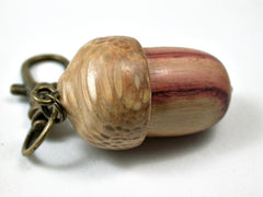 LV-3035 Tulipwood & Royal Palm Acorn Box, Pill Holder, Compartment Pendant-SCREW CAP