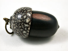 LV-3117 Mun Ebony & Betelnut Acorn Box, Pill Holder, Compartment Pendant-SCREW CAP
