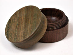 LV-2857 Verawood & Brown Ebony Flat Pill Box, Ring Holder, Jewelry Box-SCREW CAP