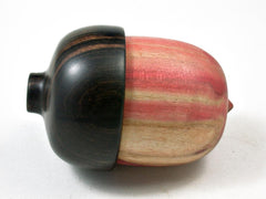 LV-3017 Flamed Box Elder & Mun Ebony Acorn Pill Holder, Ring Box, -SCREW CAP