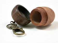 LV-2910 Madrone Burl & Brown Ebony Acorn Jewelry, Ring Box, Pill Box-SCREW CAP
