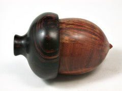 LV-2757 Logwood Burl & Cocobolo Acorn Jewelry Box, Pill Box, Trinket Box-SCREW CAP