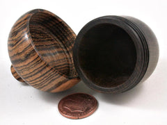 LV-2975 Black Chacate & Bocote Acorn Pill Box, Engagement Ring Box-SCREW CAP