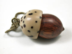 LV-3069 Cocobolo & Raffia Nut Acorn Box, Pill Holder, Compartment Pendant-SCREW CAP