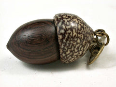 LV-3055 Rosewood & Betelnut Acorn Box, Pill Holder, Compartment Pendant-SCREW CAP