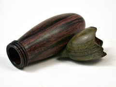 LV-2766 Camatillo & Verawood Eggplant Threaded Trinket Box, Pill Box, Needle Case-SCREW CAP