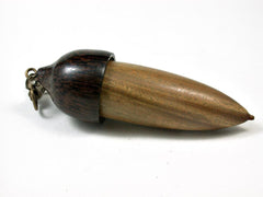 LV-2790 Verawood & Black Palm Acorn Pendant Box, Needlecase, Pill Fob-SCREW CAP