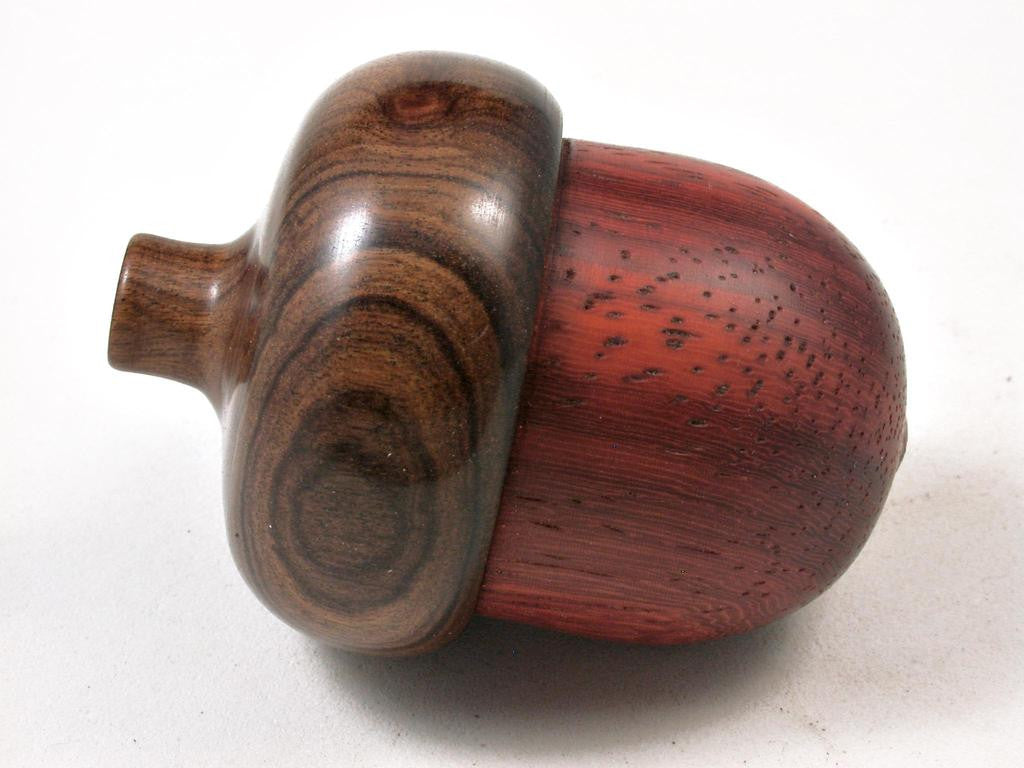 LV-3019 Padauk & Tamboti Acorn Wooden Pill Holder, Ring Box, -SCREW CAP
