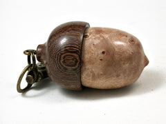 LV-2874 Sycamore Burl & Brown Ebony Acorn Pendant Box, Pill Fob, Charm-SCREW CAP