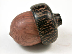 LV-2992 Redwood Burl & Black Palm Acorn Pill Box, Engagement Ring Box-SCREW CAP