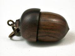 LV-2777 Lignum Vitae & Ebony Acorn Pendant Box, Pill Fob, Charm-SCREW CAP