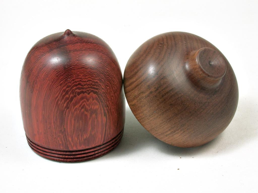 LV-3031 Padauk & Tamboti Acorn Wooden Pill Holder, Ring Box, -SCREW CAP