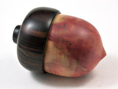 LV-3016 Flamed Box Elder & Mun Ebony Acorn Pill Holder, Ring Box, -SCREW CAP