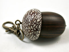 LV-3113 True Lignum Vitae & Betelnut Acorn Box, Pill Holder, Compartment Pendant-SCREW CAP