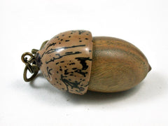 LV-2791 Verawood & Yolillo Palm Nut Acorn Pendant Box, Pill Fob, Secret Compartment-SCREW CAP