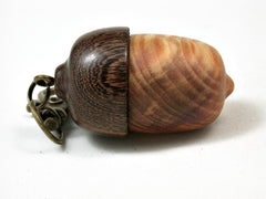 LV-2871 Ponderosa Pine Burl & Brown Ebony Acorn Pendant Box, Pill Fob, Charm-SCREW CAP