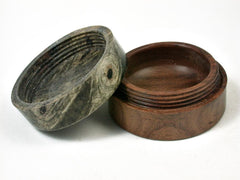 LV-2853 Buckeye Burl & Tamboti Flat Pill Box, Ring Holder, Jewelry Box-SCREW CAP