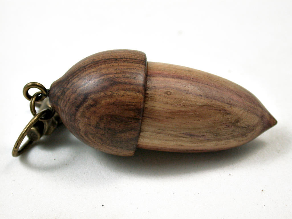 LV-3126 Tulipwood & Tamboti Acorn Box, Pill Holder, Compartment Pendant-SCREW CAP