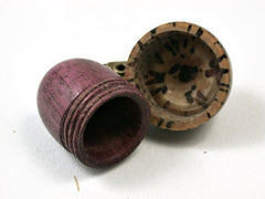 LV-2772 Purpleheart & Yolillo Palm Nut Acorn Pendant Box, Secret Compartment-SCREW CAP