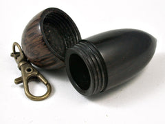 LV-2815 Blackwood & Black Palm Acorn Pendant Box, Pill Fob, Secret Compartment-SCREW CAP