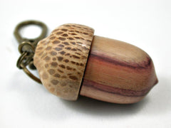 LV-3035 Tulipwood & Royal Palm Acorn Box, Pill Holder, Compartment Pendant-SCREW CAP