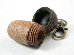 LV-3127  Sandalwood & Brown Ebony Acorn Box, Pill Holder, Compartment Pendant-SCREW CAP