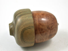 LV-3134  Camphor Burl & Verawood  Acorn Pill Box, Jewelry, Engagement Ring Box-SCREW CAP