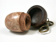 LV-2874 Sycamore Burl & Brown Ebony Acorn Pendant Box, Pill Fob, Charm-SCREW CAP