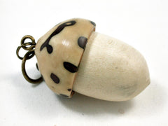 LV-2649 American Holly & Raffia Nut Pendant Acorn, Charm, Secret Compartment, Pill Fob -SCREW CAP