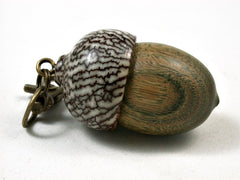 LV-3002 Verawood & Betelnut Acorn Box, Pill Holder, Compartment Pendant-SCREW CAP