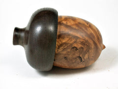 LV-2758 Olive Burl & Black Walnut Acorn Jewelry Box, Pill Box, Trinket Box-SCREW CAP
