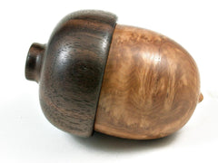 LV-2969 Brown Mallee Burl & Black Walnut Wooden Acorn Jewelry, Ring Box, Pill Box-SCREW CAP