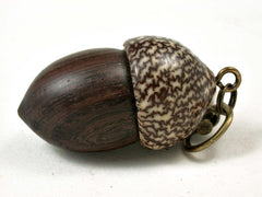 LV-3055 Rosewood & Betelnut Acorn Box, Pill Holder, Compartment Pendant-SCREW CAP