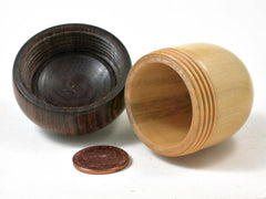 LV-3043 Feench Boxwood & Tamboti Acorn Pill Box, Jewelry, Engagement Ring Box-SCREW CAP