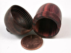 LV-2803 Tulipwood & Manzanita Burl Acorn Ring Box, Pill Box-SCREW CAP