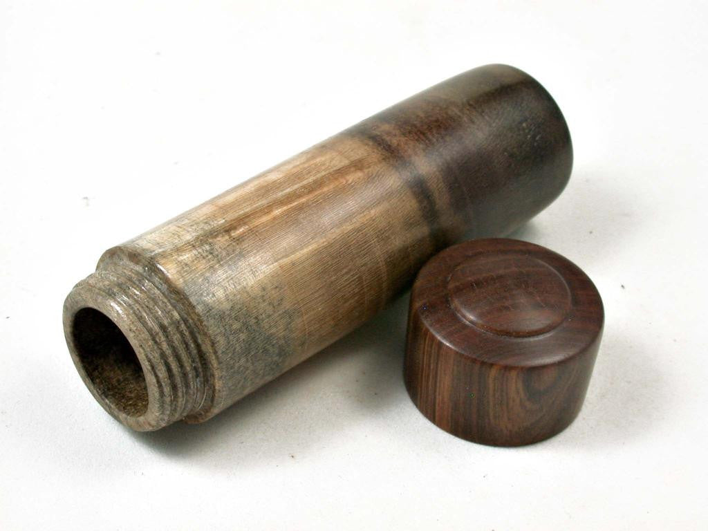 LV-3048 Rainbow Poplar & Lignum Vitae Slim Pill Box, Toothpick Holder, Needle Case-SCREW CAP