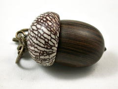 LV-3113 True Lignum Vitae & Betelnut Acorn Box, Pill Holder, Compartment Pendant-SCREW CAP