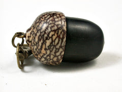 LV-2909 African Blackwood & Betel Nut Acorn Pendant Box, Keychain, Pill Fob-SCREW CAP