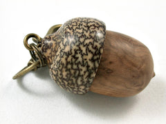 LV-2629 Corrugata Burl & Betelnut Acorn Pendant Box,Bag Charm, Keychain-SCREW CAP