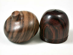 LV-3042 Cocobolo & Mora Acorn Pill Box, Jewelry Box, Engagement Ring Box-SCREW CAP