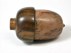 LV-2747 Cleland BlackButt Burl & Greenheart Acorn Jewelry, Ring Box, Pill Box-SCREW CAP